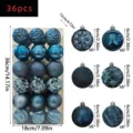 36 Stk Blaue Christbaumkugeln Set Bruchsicher Weihnachtsbaum Deko Kugeln zum Aufhaengen - 36 Stück (6cm) / Blau Glänzend/Matt Stil (ASNX36-126)