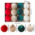 12 Pcs Boules de Noel en Velours Set 6cm Decoration de Fete Sapin Suspendue Box - Mélange Rouge Blanc Cyan (MJRB612-1BU) / 12 Pièces/Paquet (Diamètre 6cm)