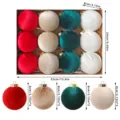 Weihnachts Samtkugeln Ornamente 12Stk 8cm Christbaumkugeln Hängende Party Dekoration Set - Rot Weiß Grün Champagner Mix (MJRB812-5BU) / 12 Stück/Packung (Durchmesser 8cm)