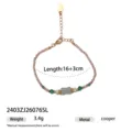 Elegante bracciale di perle da donna con elemento centrale verde, lunghezza regolabile 16+3cm. - Stile con Perline Cilindriche Verdi(2403ZJ26076SL)