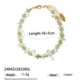 Detailopname van edelsteen-chip armband met gouden tussenstukken, lengte 18+5cm, 11.5g. - Steen- en Metalen Kralenstijl(2404ZJ26328SL)