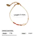 Gedetailleerd weergave van de kralenarmband met kristal kralen en rode accenten. - Kristal Rode Oranje Kralen en Parelstijl(2404ZJ26350SL)