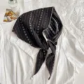Chic cotton-blend floral triangle scarf, vintage retro headband and hair accessory for women. - Snowflake Coffee