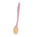 Long-handled bath brush with soft bristles, pink anti-slip grip design, perfect for back scrubbing. - Single-sided Pink
