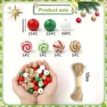 100pcs Christmas wooden beads set with colorful spiral patterns and 10m jute rope for DIY crafts. - Christmas Spiral Wood Beads / 100 Pieces (Approx. 165g) / Candy Color