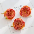 Artificial rose heads orange flower decor for DIY crafts wedding party floral wall display - Orange