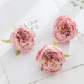 Pink artificial rose flower heads for DIY handmade crafts, wedding party and home decor. - Pink