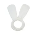 White plush bunny ear headband, soft fuzzy makeup hair band for daily skincare and spa. - Bag Packaging / White