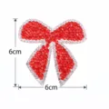 Red Rhinestone Bow Patch 6cm Sparkly Crystal Applique DIY Clothing Hat Accessories - 6cm / Red