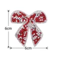 Red Resin Bow Rhinestone Patch Sparkling Crystal DIY Craft Clothing Accessory Size 6x6cm - 6cm / Silver Base Red