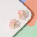 Pink resin flower stud earrings, sweet floral design, charming daily jewelry accessories for women. - Stud Style / Pink