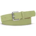 Light green PU leather thin belt for women with silver metal pin buckle, matte finish. - Light Green / 105*2.8