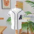 Pet dog baseball shirt stylish striped puppy clothes with button closure and letter embroidery. - XS / Dog Baseball Jersey