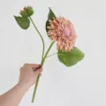 Pink single branch artificial sunflower silk flower bouquet for home decor and photography props. - 1 Flower 1 Bud Pink
