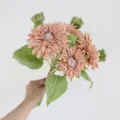 Artificial pink sunflower bouquet fake flowers for home decor wedding party table centerpieces - 5 Flowers 3 Buds Pink