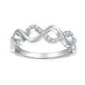 Silberner Wellen-Kreuzring mit funkelnden Moissanit-Steinen, eleganter verschlungener Ring. - US-Größe 5 (HK-Größe 11)