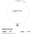 Gold pearl clavicle necklace with irregular pendant design for elegant daily wear style. - Round Tag Pearl Necklace (2408ZJ30370XL)