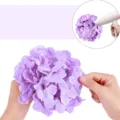 Artificial purple hydrangea flower head detail showing fluffing texture and fluffy shape. - Four-Corner Hydrangea - Purple