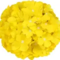 Yellow artificial hydrangea flower head for wedding decoration, floral arrangement, and home decor. - Four-Corner Hydrangea - Yellow