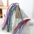 Close-up of colorful glitter artificial floral branches for Christmas tree and wreath decor. - Gold Powder Waterfall / White