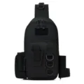 Waterproof tactical fishing sling bag, multi-functional outdoor lure shoulder backpack. - Black