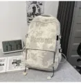 Κορεατικό στυλ tie-dye σακίδιο πλάτης για φοιτητές, μεγάλη χωρητικότητα σχολική τσάντα. - 9 / Λευκό