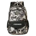 Large capacity camo backpack casual school bookbag for students daily commute oxford fabric - Brown
