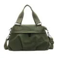 Large capacity army green casual travel duffel bag, lightweight shoulder bag for commute and gym. - 5 / Green