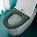 Dicker Plüsch Reißverschluss Toilettensitzbezug mit Griff warm waschbar Badzubehör - Ähren-Stil, Grün