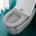 Dicker Plüsch Toilettensitzbezug mit Reißverschluss und Griff, weich waschbar warm. - Ähren-Stil, Grau