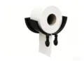 Porta papel higienico de plastico negro montaje en pared bano rollo estante SKU item new - Con Patas y Caja / Negro