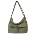 Bolso bandolera acolchado verde de gran capacidad con dos bolsillos frontales prácticos - Verde