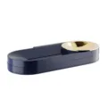 Moderne drehbare Seifenschale mit Ablauf, elegantes dunkelblaues Badezimmer-Ablageregal. - Blau
