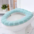Dicker Pluesch Toilettensitzbezug weich warm waschbar Reissverschluss Badzubehoer - O-Form Nordic-Grün