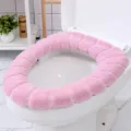 Rosa Plüsch Toilettensitzbezug mit Reißverschluss weiche warme Badezimmer Sitzmatte - O-Form Nordic-Rosa