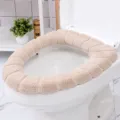 Dicker Plüsch Toilettensitzbezug in Beigefarbe, weiche und warme Badematte für den täglichen Gebrauch. - O-Form Nordic-Beige