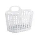 Panier à linge pliable en plastique blanc avec design ajouré et poignées de transport. - Blanc Grisâtre