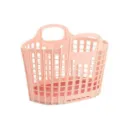 Panier a linge pliable en plastique rose avec poignees, corbeille de rangement maille legere. - Rose