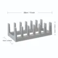 Grey plastic pot lid storage rack kitchen dish drying organizer holder size 28x15x9.2cm - 6 Grids / Gray