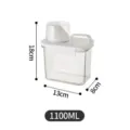 Transparent sealed grain storage jar with measuring cup lid and handle 1100ml kitchen container - 1100ML