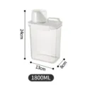 Clear plastic grain storage container with measuring cup lid, airtight pantry food organizer. - 1800ML