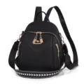 Waterproof oxford cloth women backpack, multi-use casual daypack shell travel bag black. - Black
