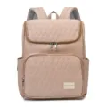 Beige quilted backpack stylish mom bag large capacity casual travel school daypack - Khaki