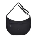 Schwarze Nylon Halbmond Umhängetasche, lässige minimalistische Crossbody Tasche für den Alltag. - Schwarz