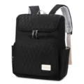 Fashionable black quilted backpack with large capacity, ideal for mothers and daily leisure use. - Black