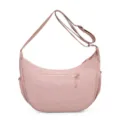 Minimalist nylon crescent shoulder bag for women, casual large capacity crossbody dumpling bag - Pink