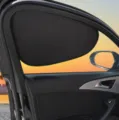 Car side window sun shade black vinyl electrostatic anti-uv sun protection curtain - Curved Front Window Pair / Black