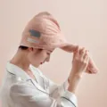 Roze koraalvleece droog haar muts, schattig nijlpaard sneldrogende handdoek voor vrouwen. - 25*65 cm (enkellaags) / Roze Nijlpaard