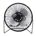 Mini black USB desk fan with metal frame and adjustable stand, perfect for office cooling. - 6 Inch / Black
