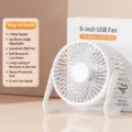 5-Zoll Desktop kleiner Ventilator USB Mini Tischventilator fuer Buero und Tisch - 5-Zoll 1-Stufe / Weiß